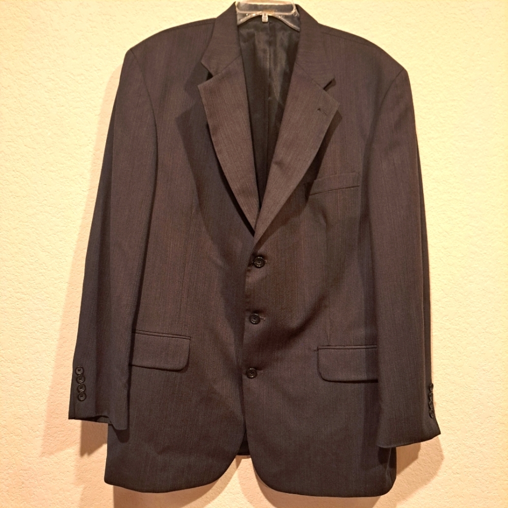 Oscar de la Renta 100% wool 3 piece suit dark gray mens size 46L and 41W pants